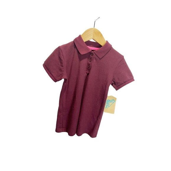 Thereabouts Girls Burgundy Red Short Sleeve Polo Shirt XXS 4/5 Collared NEW - Picture 3 of 4